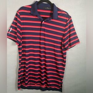 Ralph Lauren Men's Polo - Navy and Red Stripes